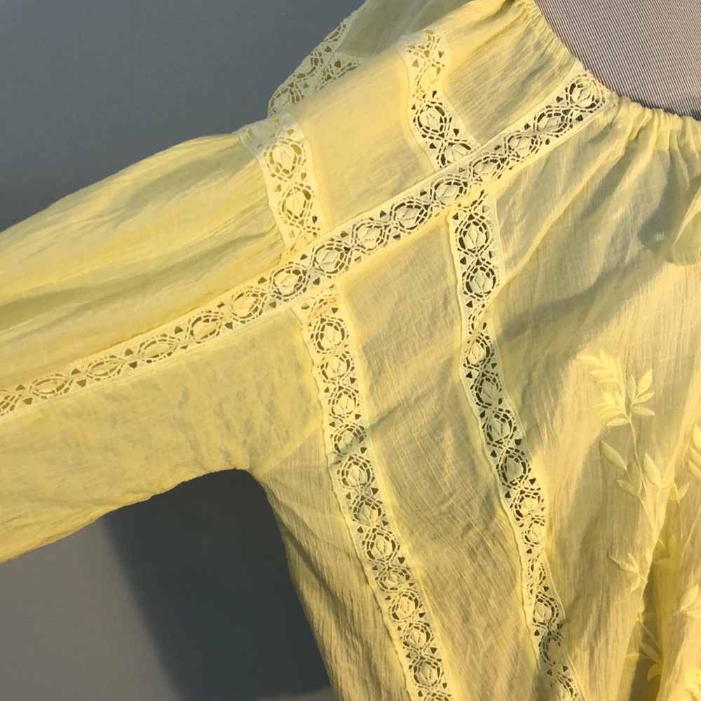 Free People yellow Maria Maria Peasant Blouse size large - Picture 4 of 12